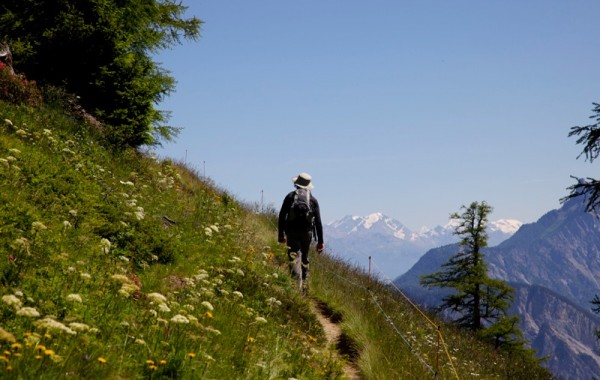 Hiker near Alp Bovine